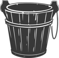 Silhouette wooden bucket black color only vector