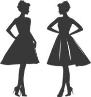 Silhouette women dresses black color only vector