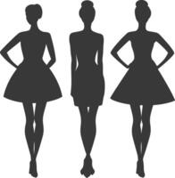 silueta mujer vestidos negro color solamente vector