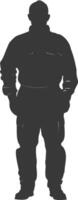 Silhouette Man Workers wearing jumpsuit black color only vector