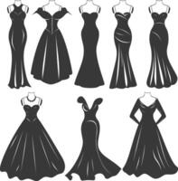 silueta mujer vestidos negro color solamente vector