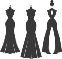 silueta mujer vestidos negro color solamente vector