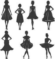 Silhouette women dresses black color only vector