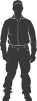 Silhouette Man Workers wearing jumpsuit black color only vector