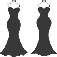 silueta mujer vestidos negro color solamente vector