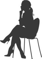 Silhouette woman sitting in the chair black color only vector