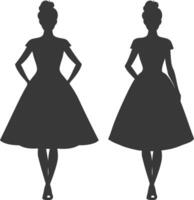 Silhouette women dresses black color only vector