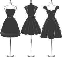 Silhouette women dresses black color only vector