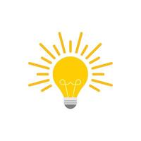 light bulb icon flat yellow with concept idea vector