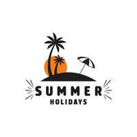 Summer paradise logo design concept with palm tree and sun vector