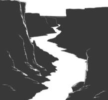 Silhouette canyon and river black color only vector