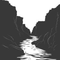 Silhouette canyon and river black color only vector