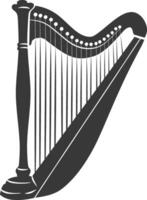 Silhouette ancient harp black color only vector