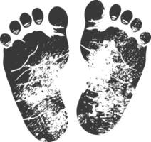 Silhouette baby footprints black color only vector