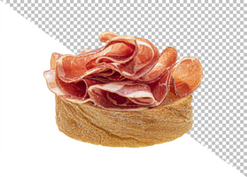 Toast with prosciutto isolated on white background psd
