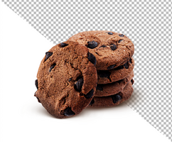 pila di biscotti al cioccolato isolato su sfondo bianco psd