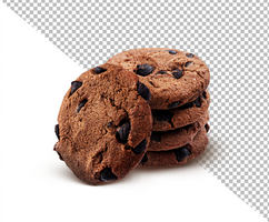 Stack of chocolate cookies isolated on white background psd