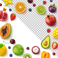 Frame made of fresh fruits and berries psd