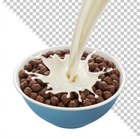 chocolate milho bolas com leite isolado em branco fundo psd