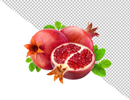 granaatappel fruit met bladeren geïsoleerd Aan wit achtergrond psd