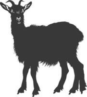 silhouette goat animal black color only full body vector