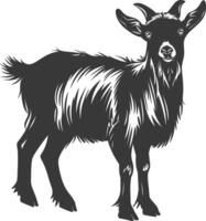 silhouette goat animal black color only full body vector