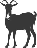 silhouette goat animal black color only full body vector