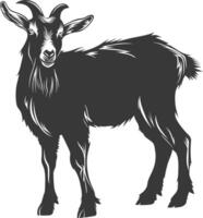 silhouette goat animal black color only full body vector