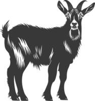 silhouette goat animal black color only full body vector