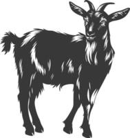 silhouette goat animal black color only full body vector