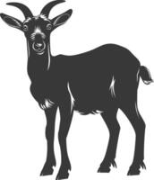 silhouette goat animal black color only full body vector