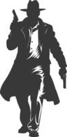 silhouette mafia in action full body black color only vector