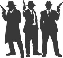 silueta mafia en acción lleno cuerpo negro color solamente vector