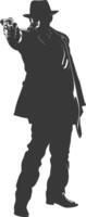 silhouette mafia in action full body black color only vector