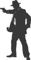 silhouette mafia in action full body black color only vector