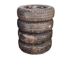 3d rendering old tires stacked photo