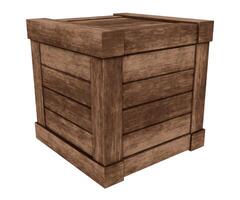 3d representación natural de madera caja foto