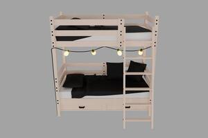 3d render wooden bunk bed with light bulbs photo