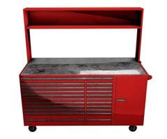3d rendering red workbench with mobile photo