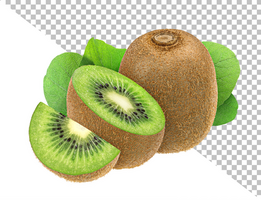 Cross section of ripe kiwi isolated on white background psd