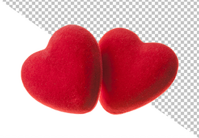 twee fluweel harten geïsoleerd Aan een wit achtergrond. concept voor Valentijnsdag dag psd