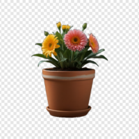 Gardening flower Plant pot on Transparent Background psd