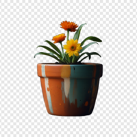 Gardening flower Plant pot on Transparent Background psd