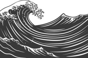 silhouette sea wave black color only vector