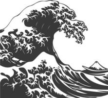 silhouette sea wave black color only vector