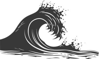 silhouette sea wave black color only vector