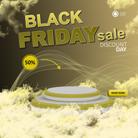 Black Friday, Mega Sale. Stage pedestal for Advertising product with sale tags banner elements. psd