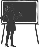 silhouette women school teacher teaching in front of class vector