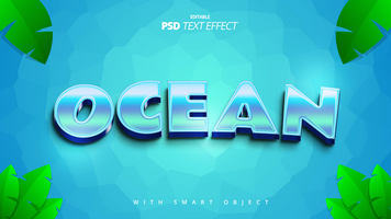 blå hav sommar 3d text effekt design psd