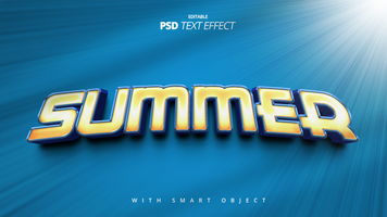 3d sommar gyllene text effekt design psd